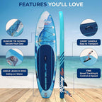 SereneLife Inflatable Stand Up Paddle Board with Premium SUP Accessories – Wide Stable Design with Non-Slip EVA Deck Pad for Adults and Youth of All Skill Levels, 350 lbs Capacity