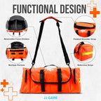 JJ CARE Trauma kit 250PCS First Responder Kit, EMT Bag with Padded Strap, Reflective Medical, Multiple Pockets, EMS First Aid Kit
