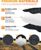 KingCamp Ultralight Camping Blanket, Packable Down Alternative Puffy Wearable Blankets Weatherproof Warm Package Quilt with Snap Buttons for Outdoor Hiking Travel Picnic Stadium (69"L x 53"W, BLACK)