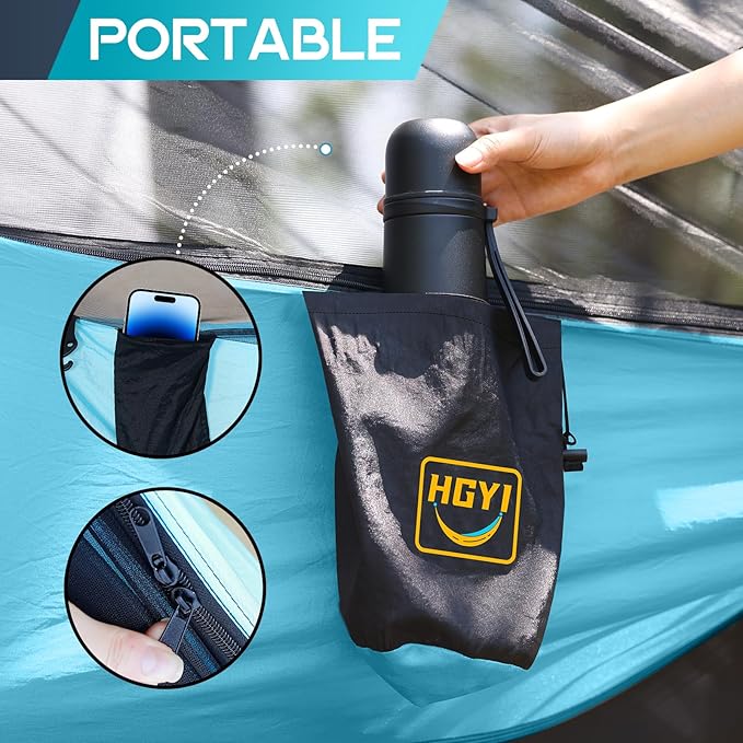 Camping Hammock Mosquito Net,Double & Single Portable Hammocks Hammocks with 2 Tree Straps,Hammock Tent for Travel Camping,Camping Accessories for Indoor Outdoor Hiking Backpacking Backyard Beach