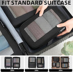 BAGAIL 4 Set/6 Set/8 Set Compression Packing Cubes Travel Accessories Expandable Packing Organizers (Square Mesh, 05-Black)