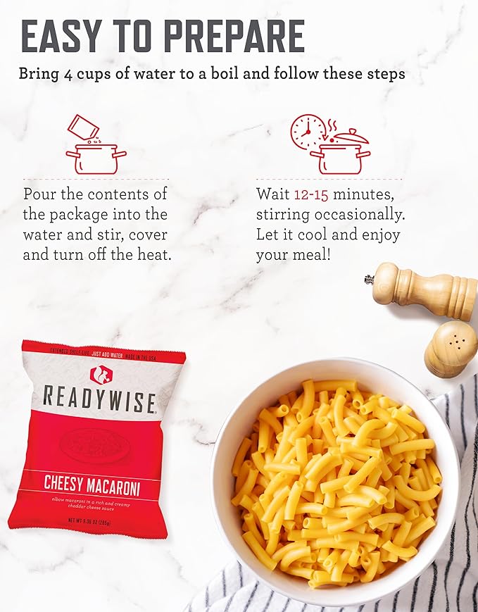 ReadyWise 30 Day Emergency Food Supply - 296 Servings, 2 Buckets, Freeze Dried Protein Meals, Survival Food Storage, Ready to Eat, Backpacking & Camping Essentials, up to 25 Year Shelf Life