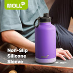 Insulated Water Bottle with Spout Lid-64 oz Stainless Steel Vacuum Wide Mouth Sports Water Bottle-Reusable Metal Travel Water Flask for Men (Navy)