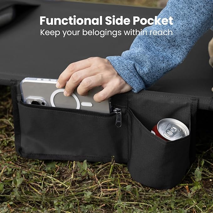 Portable Camping Cot, Sleeping Cots for Adults, Ultralight Backpacking Cot, Compact, Collapsible, Easy Set-Up, Supports 500lbs, Lightweight Camp Cot for Adults, Camping, Outdoors and Home