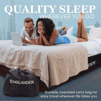 Englander First Ever Microfiber Air Mattress, Microfiber Airbed with Built in Pump Queen Brown/Cream Top