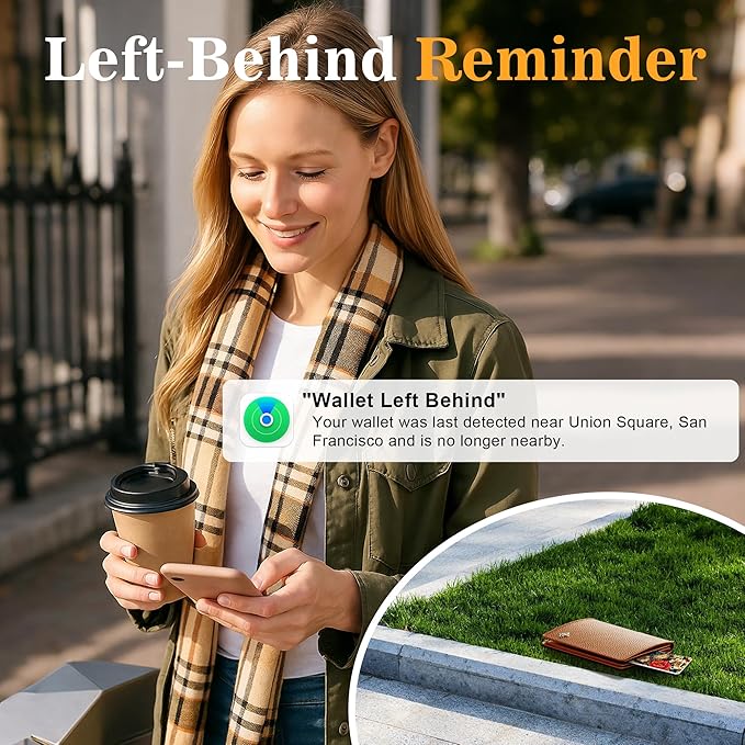 Wallet Tracker Card (iOS Only), Rechargeable Bluetooth Smart Tracking for Apple Find My Compatible Anti Tracker for Men Women Slim Item Locator for Purse Passport Key Luggage Tag (1Pcs/Golden FLR)