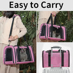 Soft-Sided Cat/Dog/Pet Carrier, Collapsible Pets Travel Carriers for Big Cats/Small Dogs with Shoulder Strap & Removable Mat, Mesh Puppy Carry Bag, Up to 25 Lbs (Pink)