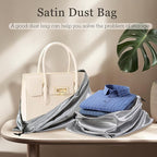 Vonty 3 Pack Silky Dust Bags for Shoes and Purses, Satin Drawstring Bag for HandBags Boots - Grey Shoe Bag Silk Dust Cover Bag Protector Travel Storage Pouch(23.6 x 19.6 In)