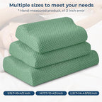 Travel Pillow Memory Foam Pillows, Ergonomic Wave Cervical Neck Pillow for Neck Pain Relief, Compressible Medium Firm Side Sleeper Pillow, Ideal for Camping, Office, Home & Bed (Green, L)