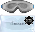 MyHalos® Cotton Sleep Mask - Eye Masks for Sleep - 100% Blackout Sleeping Mask for Women, Men & Side Sleepers - 3D Sleeping Eye Mask for Zero Pressure - Award Winning Design and Eyelash Friendly