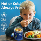 10 oz Soup Thermo for Hot Food Kids Insulated Food Jar with Spoon, Lunch Thermo Container, Width Mouth Vacuum Stainless Steel Food Thermo for School Travel, Leakproof, Easy to Open(Blue)