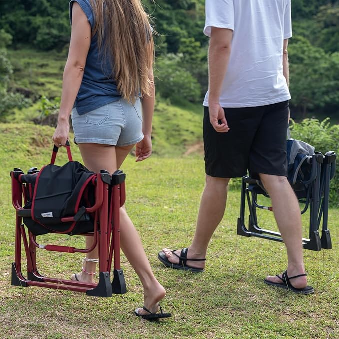 SUNNYFEEL Camping Directors Chair Aluminum Oversized Portable Folding Chair with Side Pocket and Adjustable Side Table for Beach, Fishing, Trip, Picnic, Lawn, Concert Outdoor Foldable Camp Chairs