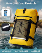 ECOHUB Waterproof Backpack for Women Men, 30L Roll-Top Closure Heavy Duty Dry Bag for Travel with IPX8 Waterproof Phone Case