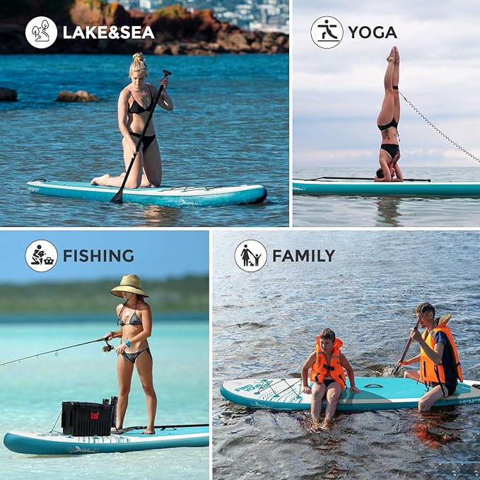Quashley Inflatable Stand Up Paddle Board,10-11ft Inflatable Paddleboards 32/34 Inch Wide,All Around SUP for Beginners with Lightweight Paddle,Hand Pump,Backpack,Leash,Durable & Portable iSUP Board