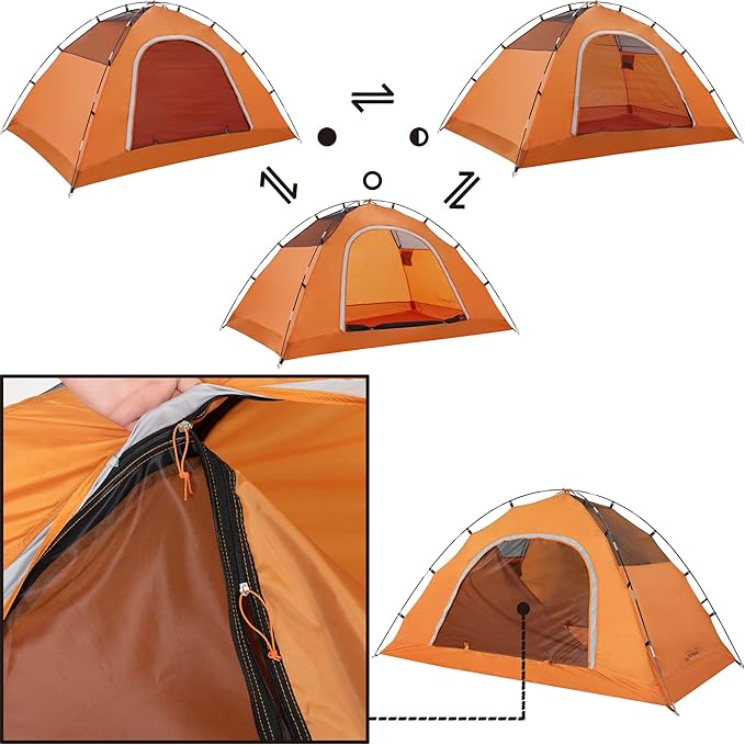 Vela Camping Tent for 2 Person, 4 Person, 6 Person - Waterproof Two Person Tents for Camping, Small Easy Up Tent for Family, Outdoor, Kids, Scouts in All Weather and All Season by Clostnature