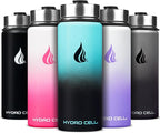 HYDRO CELL Stainless Steel Insulated Water Bottle with Straw - For Cold & Hot Drinks - Metal Vacuum Flask with Screw Cap and Modern Leakproof Sport Thermos for Adults (Teal/Black 18oz)