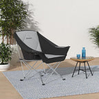 KingCamp Oversized Camping Chair, Padded Folding Couch for Adults, Heavy Duty 300lbs Large Comfortable Sofa Seat with Ice Bag Cup Holder for Outdoor Sports Backyard Patio Lawn, Black/Grey