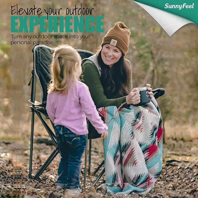 UNNYFEEL Oversized Folding Camping Chair 500 LBS Heavy Duty Lawn Chairs with Portable Folding with Armrest, Cup Holder, Pocket ＆Bag for Outdoor Camping/Beach/Travel/Picnic/Fishing