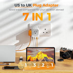 UK Adapters for Travel, TESSAN US to UK Ireland Plug Adapter 20W, Foldable Power Adaptor with 4 Outlets 3 USB(PD 20W 1 USB C) Charger, Type G for USA to Scotland London England HongKong Dubai Irish