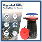 ALEVMOOM 2025 Upgraded XXL 19.7" Collapsible Stool with Cushion, 1000lbs Max Weight Heavy Duty Portable Telescoping Stool, Retractable Seat Folding Chair for Camping Fishing Hiking(Red-XXL)