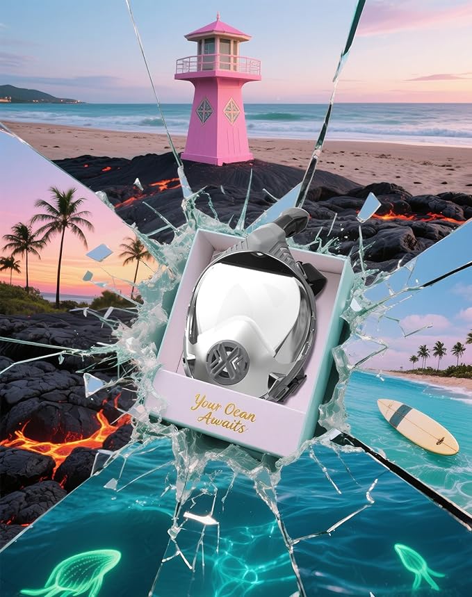 Full Face Snorkel Mask- Snorkeling Gear for Adults with Safe Dry Top Breathing System, Latest Foldable Panoramic View Snorkeling Mask for Men and Women, Anti Fog Anti Leak