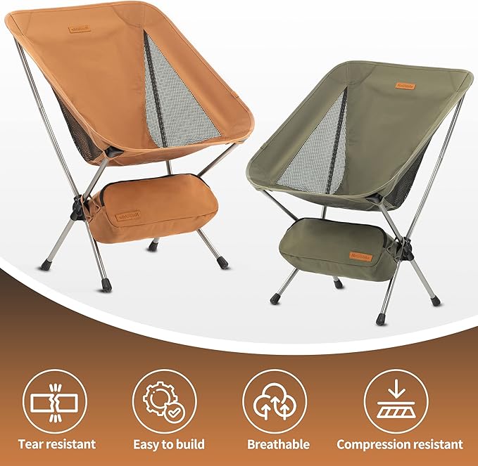 Naturehike YL08 Ultralight Camping Chair, 2.38 LBS Portable Backpacking Chair with Anti-Sinking Feet, Lightweight Compact Folding Hiking Camp Chair
