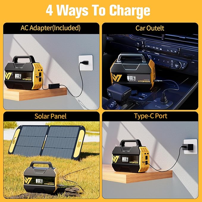 VTOMAN FlashSpeed 300 Portable Power Station 300W, 230Wh Solar Generator with LiFePO4 Battery Pack, 3000 Cycles, PD 100W USB-C, 6 Outlets for Outdoor Camping, RV, Off-grid, Home Backup