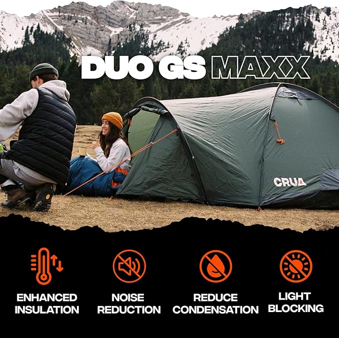 Crua Duo Outdoor Camping Tent – 2 Person Tent for Camping, Easy Pop-up Assembly, Lightweight and Waterproof Outdoor Gear for Hiking Backpacking, Weather Resistant
