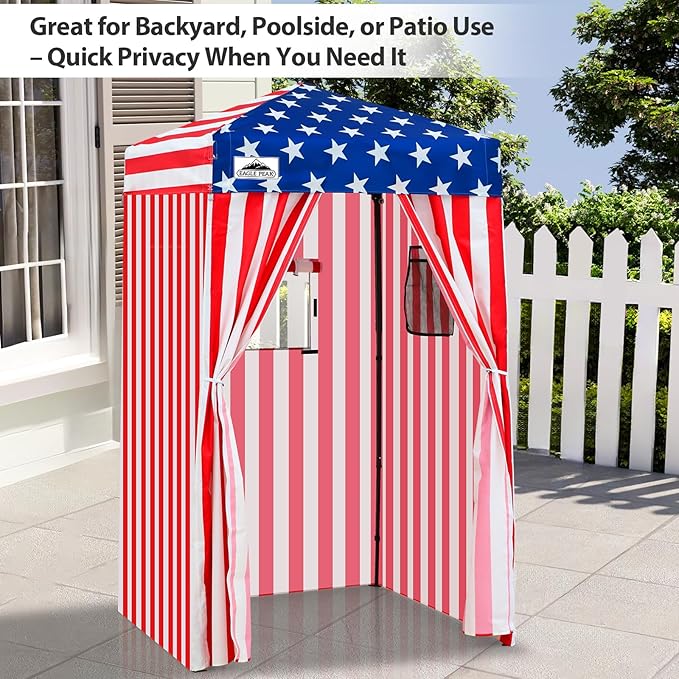 EAGLE PEAK Flex Ultra Compact 4x4 Pop-up Canopy, Sun Shelter, Changing Room, Portable Privacy Canopy Cabana for Pool, Fashion Photoshoots, or Camping, American Flag