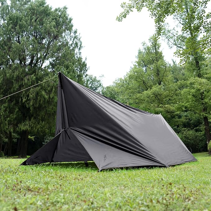 FREE SOLDIER Waterproof Portable Tarp Multifunctional Outdoor Camping Traveling Awning Backpacking Tarp for Shelter Rain (Gray 10×10.5ft)
