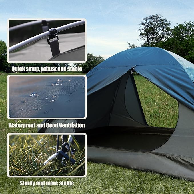 Backpacking Tent for Camping 2/3/4 Person Hiking Ultralight Tent for Waterproof Windproof Outdoor Tents Easy Setup Two Doors Double Layer Lightweight Instant Tents
