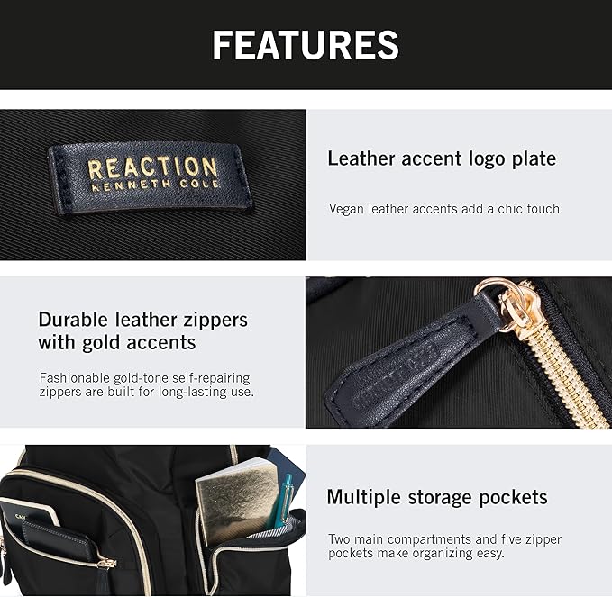 Kenneth Cole REACTION Sophie Backpack, Black, 15" Laptop