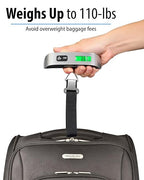 Fosmon Digital Luggage Scale, LCD Display Backlight Temperature Baggage Scale with 110lbs Capacity, Portable Stainless Steel Hanging Luggage Weight Scale with Tare Function for Travelers - Silver