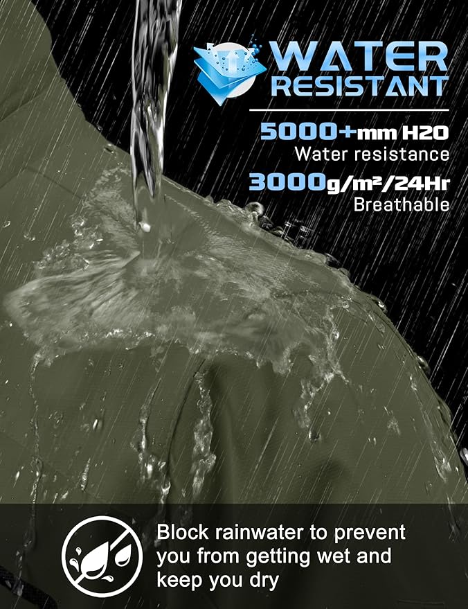 TACVASEN Men's Rain Jacket Lightweight Windbreaker with Hooded Water Resistant Outdoor Raincoat for Hiking Travel Camping