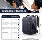Travelability Carry On Backpack,Expandable 1-7 DAYS Roomy Travel Backpack with Cable Access Port,Anti Theft Water Resistant Fits 18.4"Laptop Large Business Backpack for Men Women,Flights Approve,Blue
