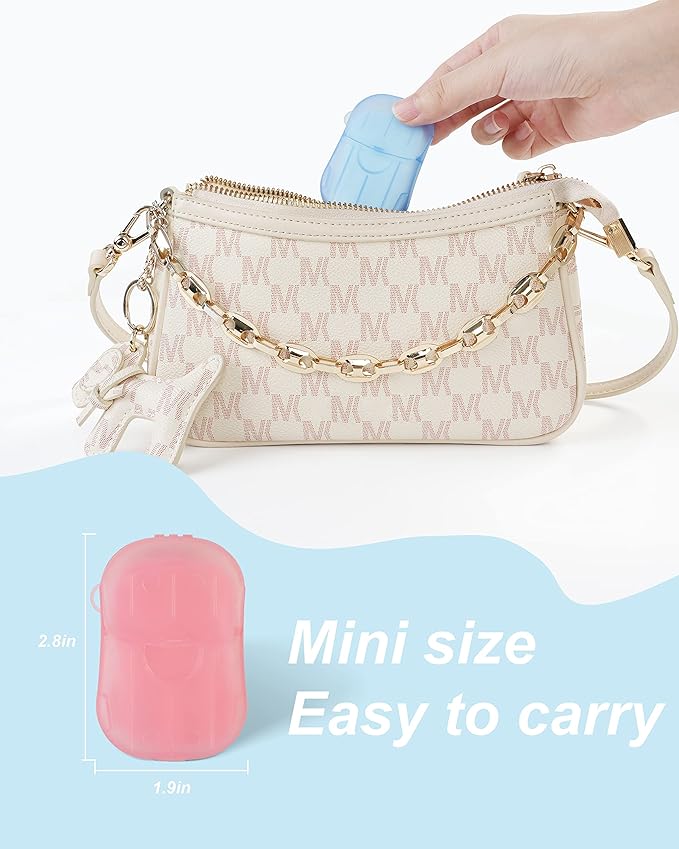 DF DUALFERV Paper Hand Soap Sheets for Traveling, 20 Pack (400 Sheets) Mini Portable Hand Soap Sheets, Scented Disposable Soap Sheet, Colorful Camping Soap Sheets, Travel Soap Sheets for Hand Washing