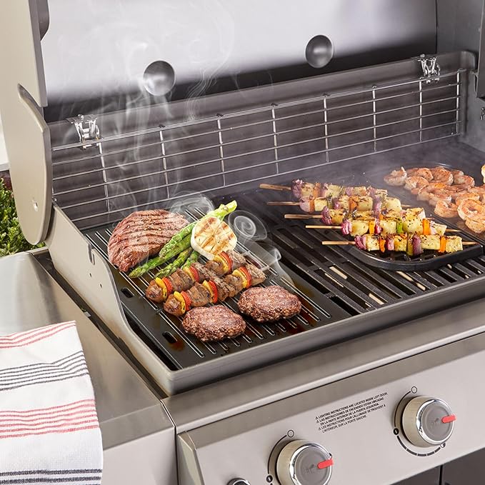 Onlyfire Universal Cast Iron Griddle, Reversible Cooking Griddle for Gas/Charcoal Grills, 17.3" x 9.6"