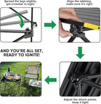 Portable Folding Camping Table, Large Compact Aluminum Beach Picnic Table, Lightweight Collapsible Outdoor Camp Tables That Folds & Rolls Up, Beach Gear Essentials Camp Accessories, Black