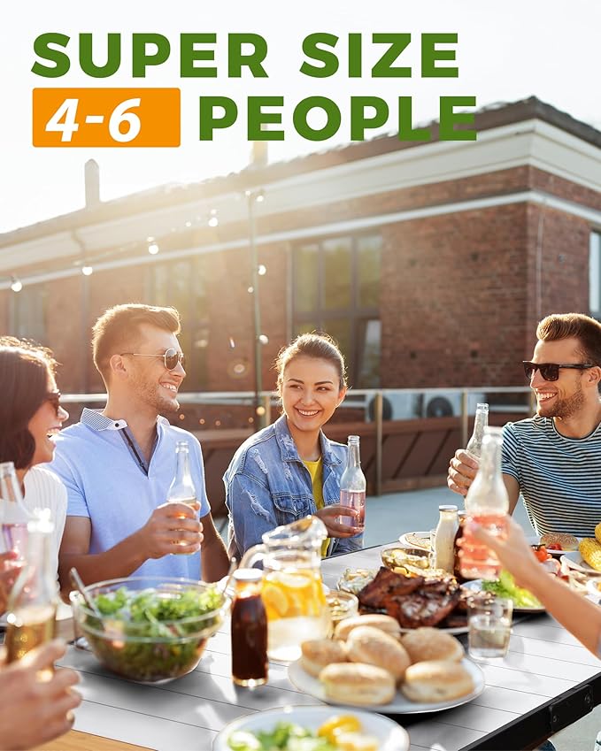 KingCamp Folding Camping Table, Aluminum Roll-Up Camp Table, Large Foldable Table for 2-4 Person, Outdoor Portable Tables with Carry Bag, 180 LBS Heavy Duty Load (Bamboo：40.16“x27.5”，2-4 People)