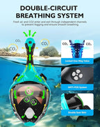 VGKE Full Face Snorkel Mask for Adults, 180 Degree HD Panoramic View Snorkeling Gear with Waterproof Phone Pouch, Anti-Leak & Anti-Fog, Breathe Freely Suitable for Men/Women