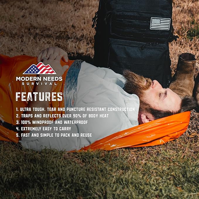 Emergency Sleeping Bag Survival – Thermal Blanket & Bivy Sack | Emergency Bivy & Survival Blanket | Outdoor Sleeping Bag & Hiking Sleeping Bag | Sleeping Bags for Adults