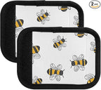 Cute Bee White Luggage Handle Wrap for Suitcase Luggage Tags Handle Covers Identifiers Soft Decorations Travel Accessories 2 Pack