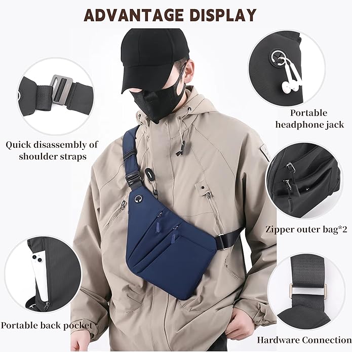 Crossbody Travel Bags for Women, New Theft Proof Safe Slim Sling Travel Purses, Personal Flex Shoulder Bag for Men Women