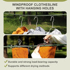 Vigorport Portable Travel Clothesline, Windproof Clothes Line with Hang Hole, Indoor and Outdoor Laundry Line with Clothespins for Hotel, Camping, RV, Cruise Ship (Green, 18.8Ft)