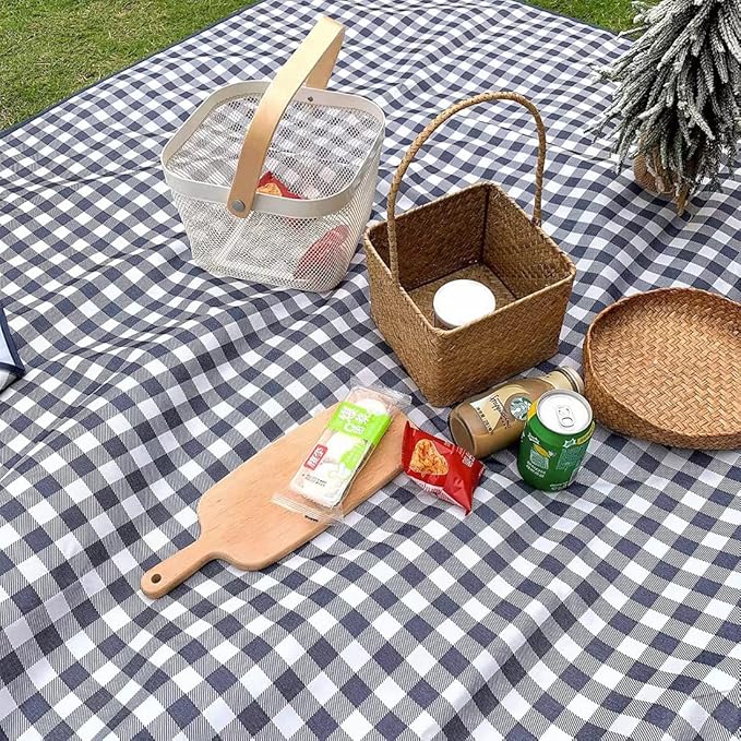 Extra Large Picnic Blanket Beach Blankets, Outdoor Foldable Waterproof Sand Mat for Beach Camping Hiking Travel Family Concerts Grass Park Music Festival Lawn Mats (Dark Blue, 80x80inch)