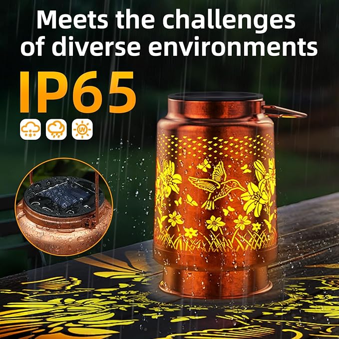 Solar Lanterns Outdoor Waterproof Hummingbird 2 Pack, Birthday Gifts for Women Mom Grandma, Garden Decor Hanging Solar Lights Outdoor Metal Lantern Decoration Outside for Yard, Patio