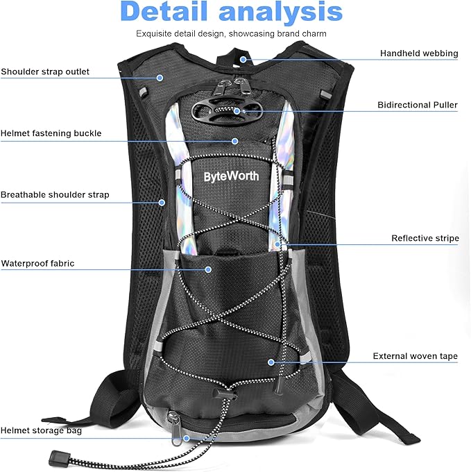 Hydration Backpack wtih 2L Water Bladder, Hiking Water Backpack, Water Bladder Backpack for Running and Biking (Men & Women) - BPA-Free, Breathable Mesh, 16L Storage, 2025 Upgrade