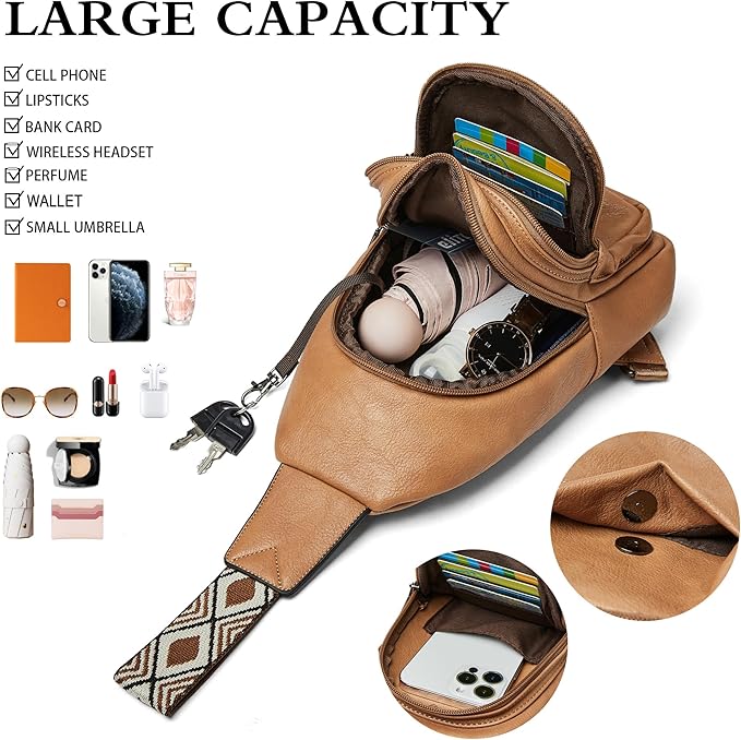 Sling Bag Crossbody Bags for Women Small Cross Body Bag Fanny Packs Chest Sling Purse for Daily Travel Leisure Sport