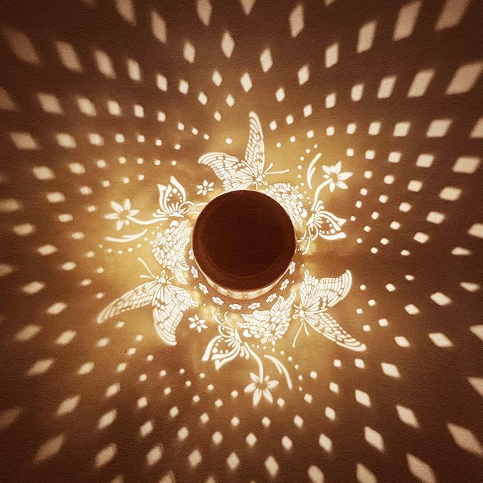 Butterfly Solar Lanterns Outdoor Waterproof, Garden Decor Hanging Solar Lights Gifts for Women Mom Grandma, Metal Garden Decorative Lights for Yard, Backyard, Patio, Porch