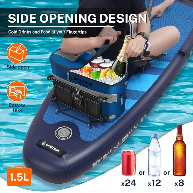 Dreizack Kayak Cooler Behind Seat, Waterproof Cooler for Kayaking,Paddle Board Cooler Compatible with Lawn-Chair Seat Kayak Accessories Cooler Bag Kayak Cooler Tow Behind for Camping Fishing